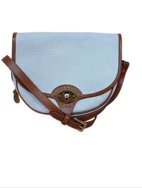Dooney & Bourke White Pebble Leather Crossbody with Brown Trim